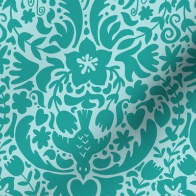 Two-Tone Tropical Floral Green