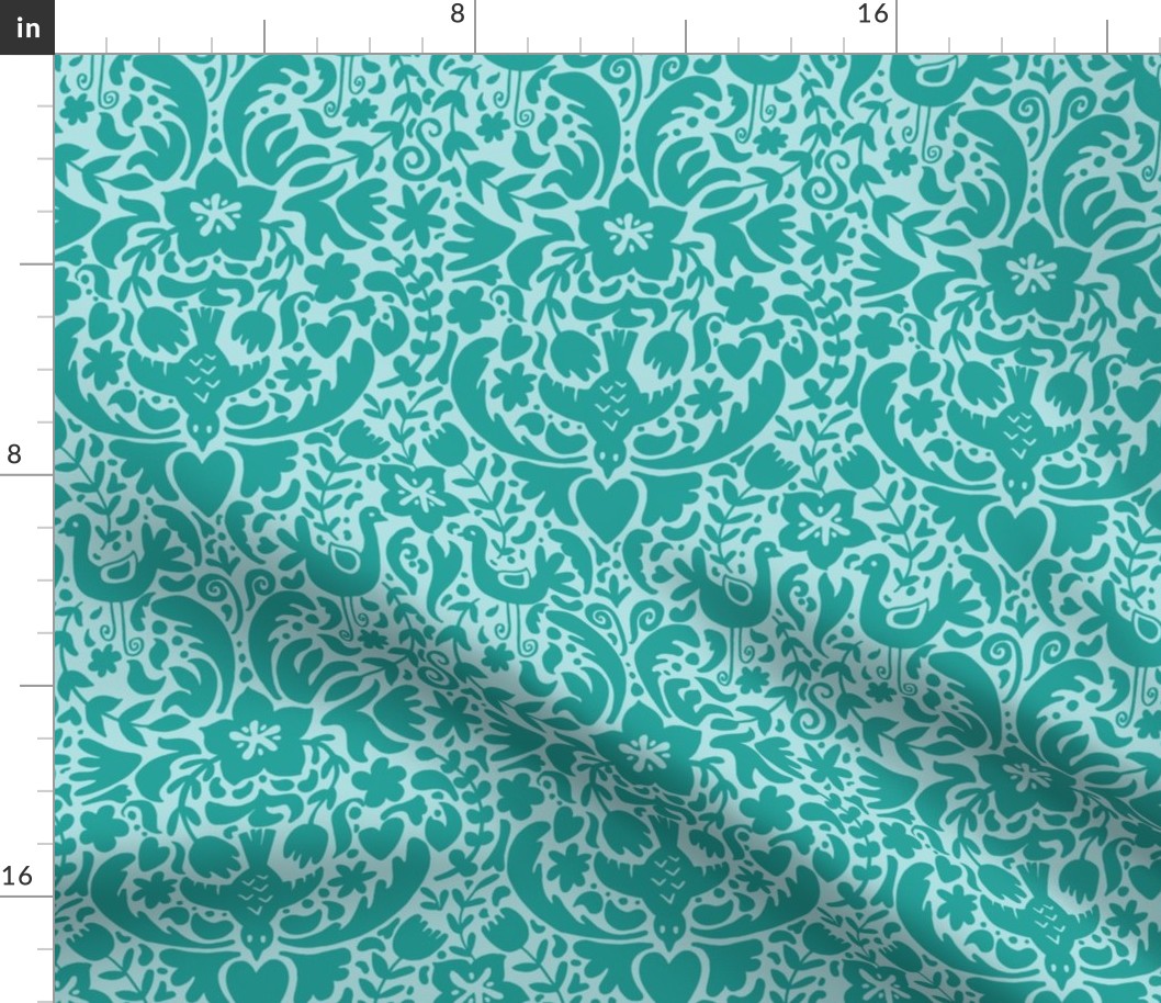 Two-Tone Tropical Floral Green