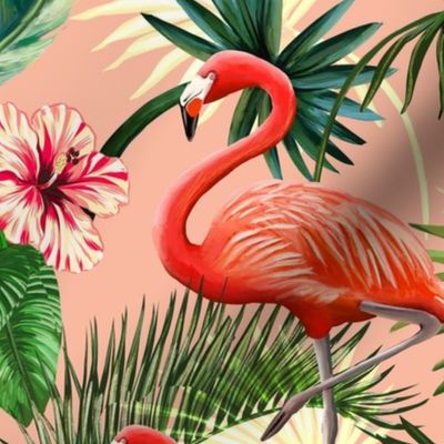 Pink Flamingo Palm Hollywood Regency