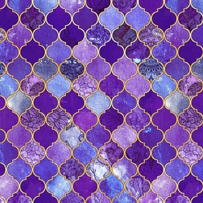 Dark Purple and Gold Decorative Moroccan Tiles