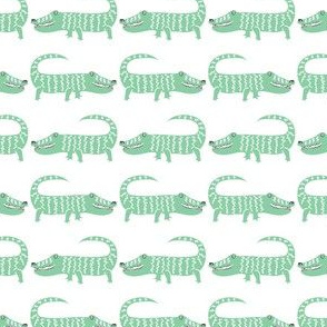 happy hungry crocodiles_white and mint green