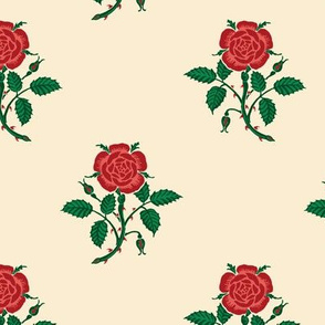 Roses Walter Red on cream