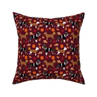 bull terrier thanksgiving  fabric - burgundy