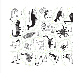 aussie animal alphabet wall hanging_black and white