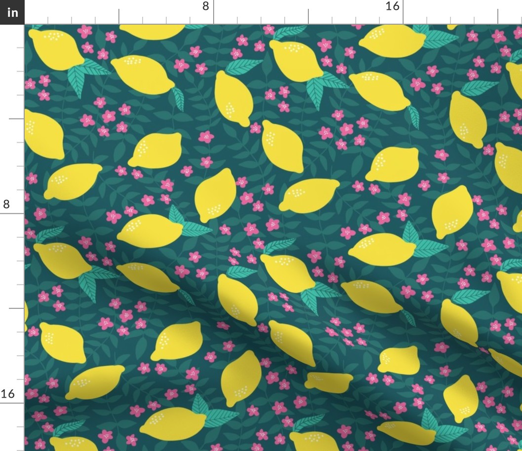 Lovely Lemon Yellow & Pink & Green Floral