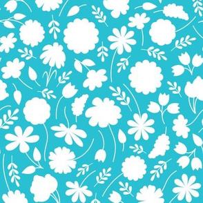 Turquoise and White Spring Floral Ditsy // Version 1
