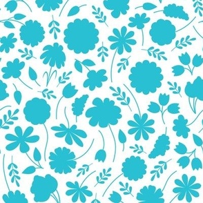 Turquoise and White Spring Floral Ditsy // Version 2