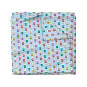 Boba Tea fabric - boba fabric, kawaii fabric, cute fabric, food fabric, bubble tea fabric, bubble tea, kawaii food - light blue