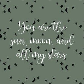 6" square: blue olive // you are the sun, moon, and all my stars