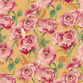 Rose Vine Wallpaper Gold