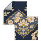 Rambling Roses navy large scale