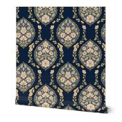 Rambling Roses navy large scale