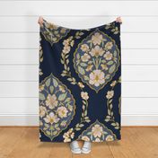 Rambling Roses navy large scale