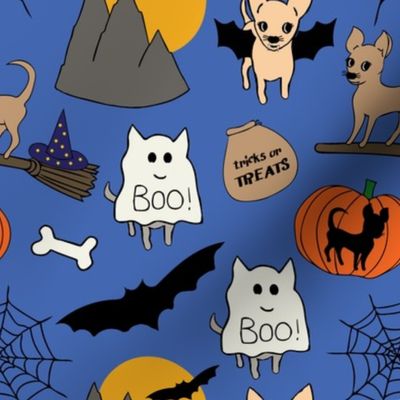 Halloween chihuahuas on blue (small)