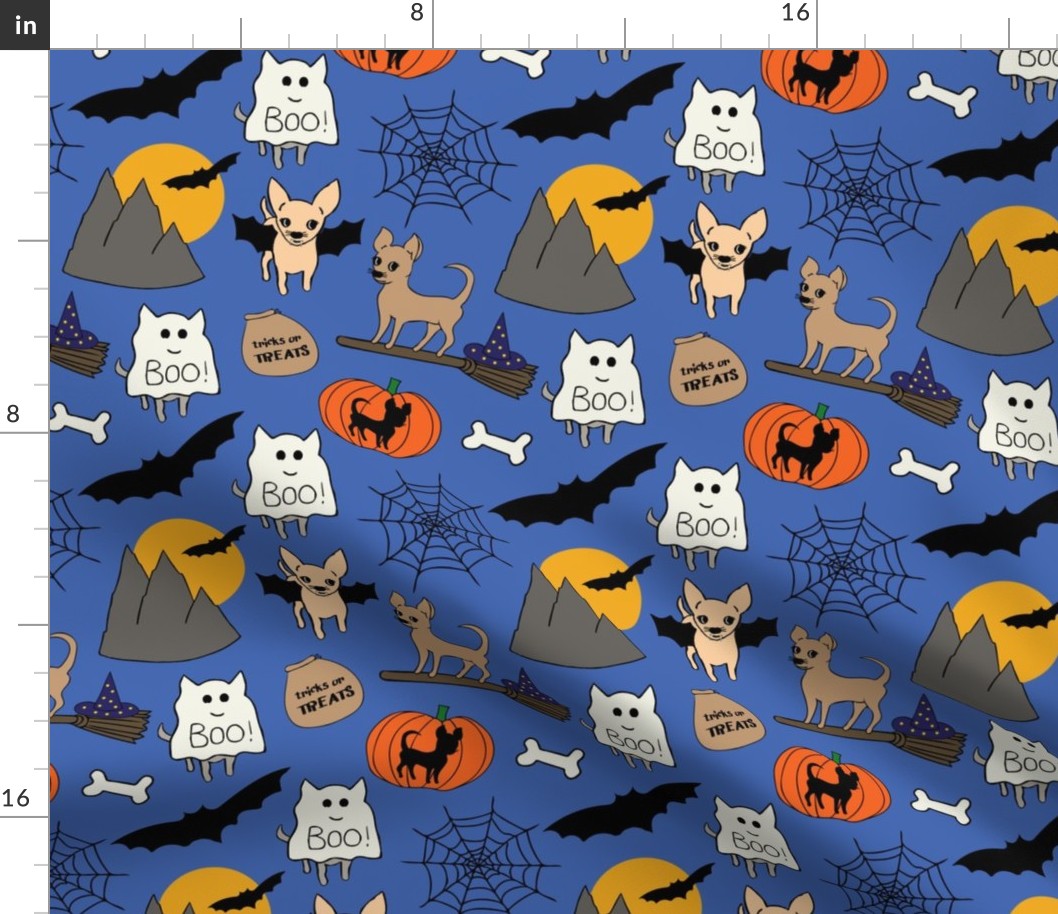 Halloween chihuahuas on blue (small)