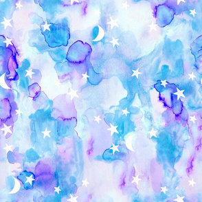 stars and moons // lavender watercolor
