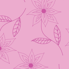 Vector pink repeat pattern with flowers