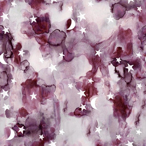 stars and moons // pomegranate watercolor