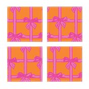 Basket weave ribbons and bows - hot pink & orange