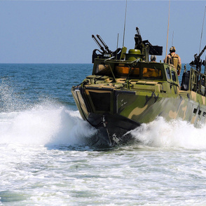 75-6 Sailors assigned to Riverine Squadron (RIVRON) 2 participate in pre-deployment exercises in a riverine command boa