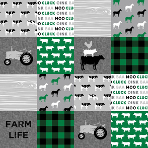 Farm Life - Patchwork wholecloth - grey and green C20BS