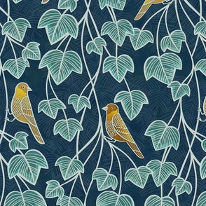 Birds and Vines- Finches and Ivy Medium