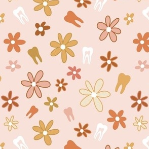 Retro Dental Flowers - blush light pink