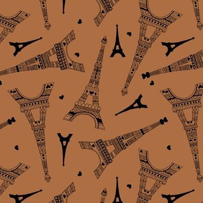 Minimal Eiffel Tower for Paris lovers romantic french travel icon design rust copper brown black