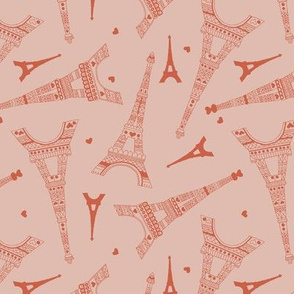 Minimal Eiffel Tower for Paris lovers romantic french travel icon design coral pink orange