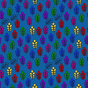 Naïf Garden - rainbow colours on classic blue, medium 