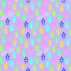 Naïf Garden #2 - rainbow colours on lavender purple, medium 