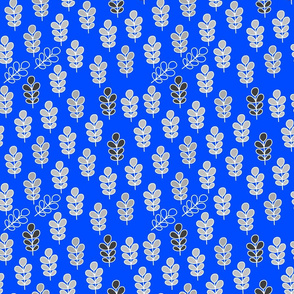 Naïf Garden #3 - greyscale on blue, medium 