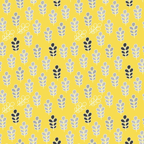 Naïf Garden #3 - greyscale on yellow, medium 