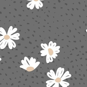 Boho buttercup retro flower garden and spots minimal daisy flowers scandinavian trend style nursery design gray white neutral JUMBO