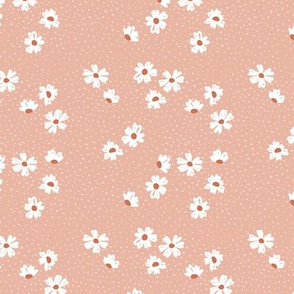 Boho buttercup retro flower garden and spots minimal daisy flowers scandinavian trend style nursery design coral pink SMALL