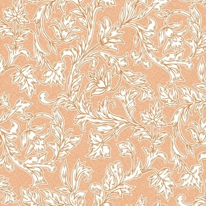  White Vine Foliage Peach Gold Cream