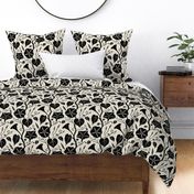 Bold Black Moonflower - textured floral - large