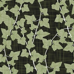 ivy vines on dark linen texture