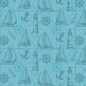 Nautical Chart-BlueLt-Small