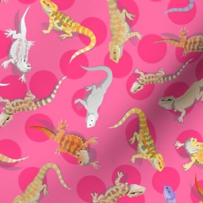 bearded dragon scatter pattern on hot pink