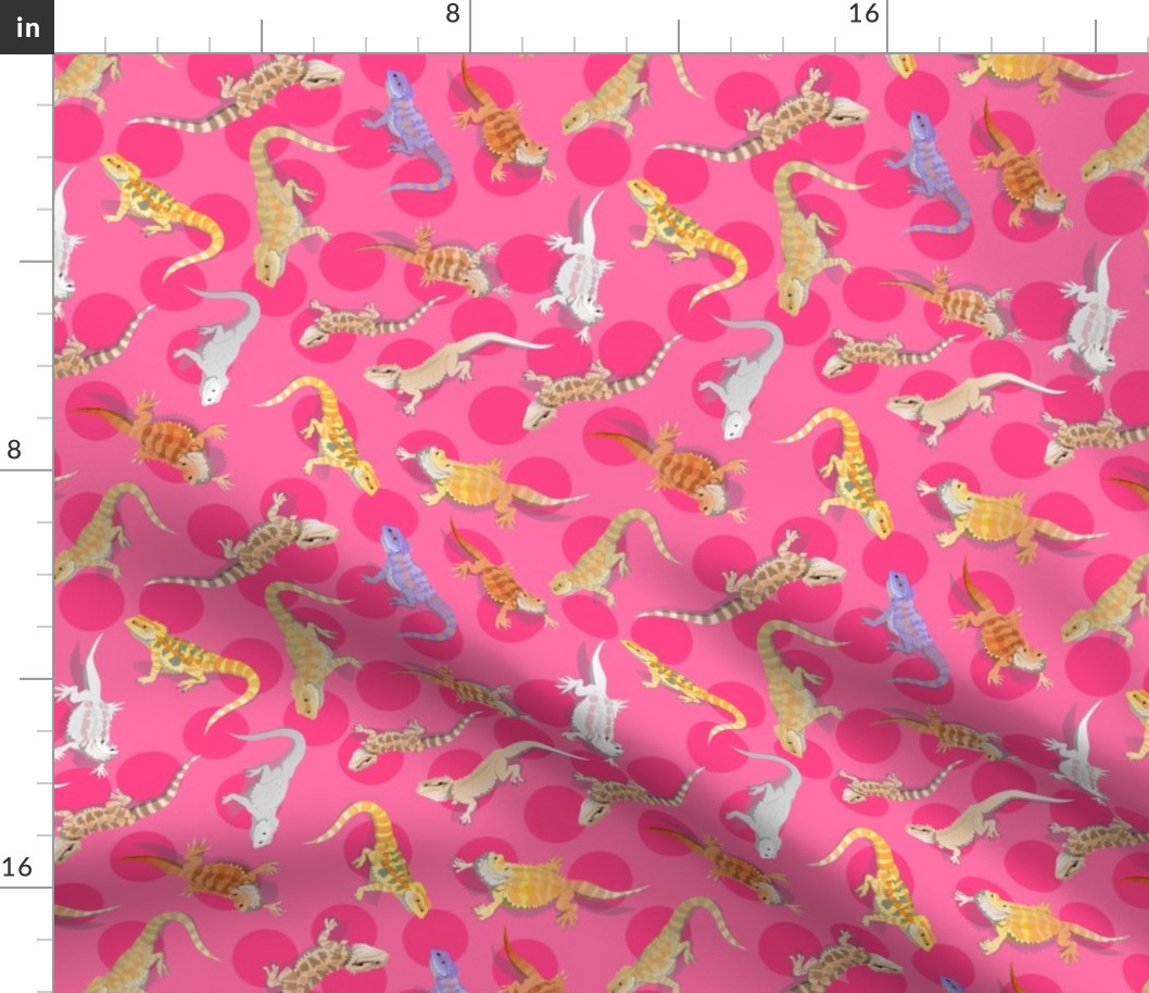 bearded dragon scatter pattern on hot pink