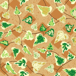Variegated Ivy on Lattice-Wallpaper