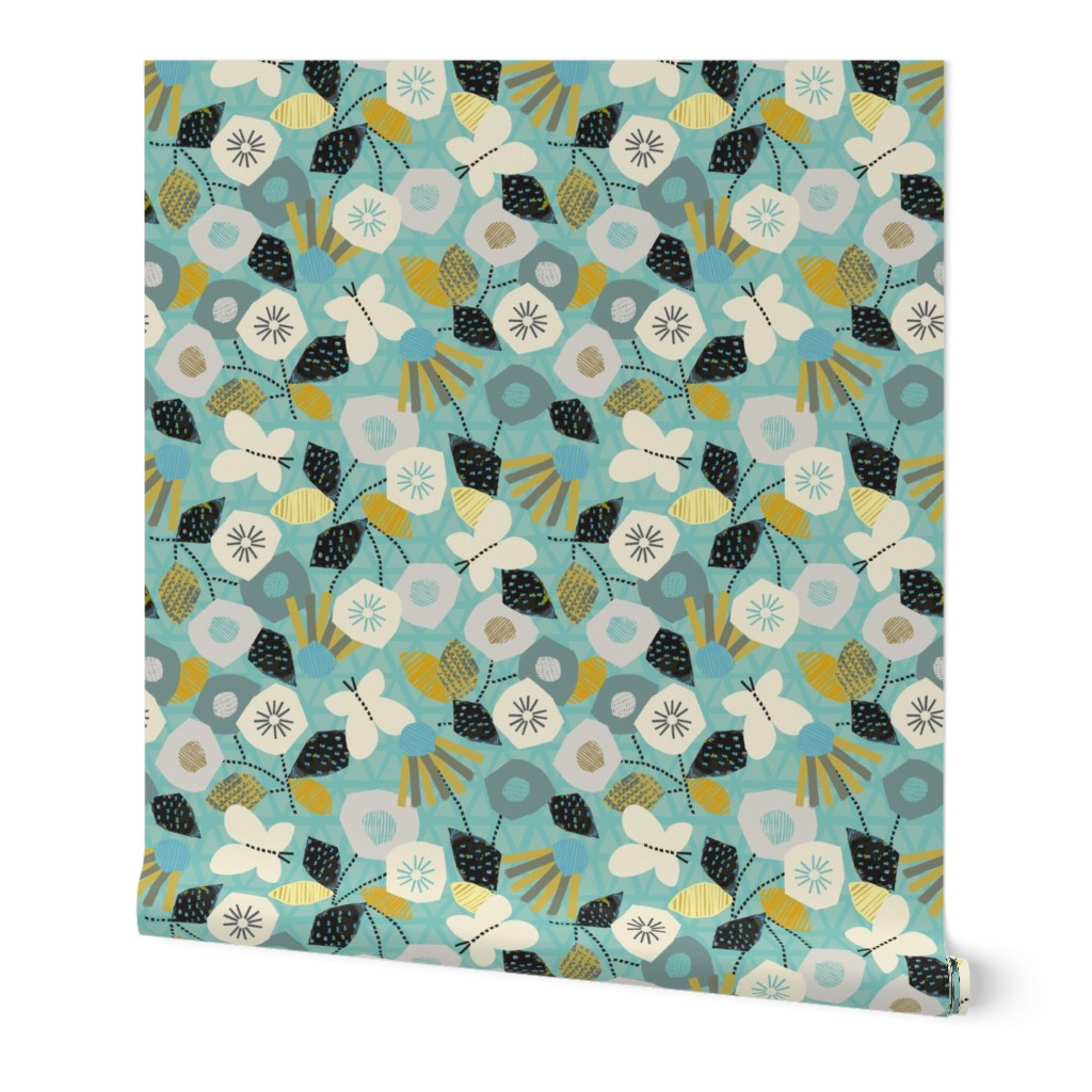 Butterfly Garden Teal - Medium