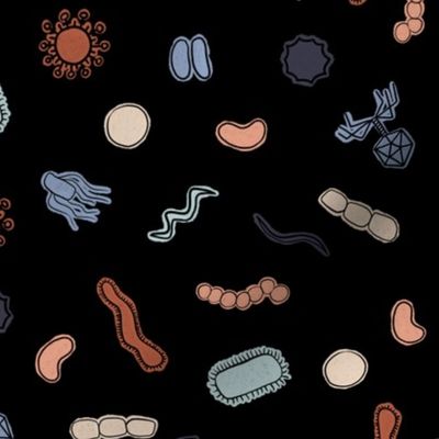 Vintage Microbiology - Black Outlines on Black