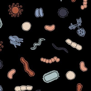 Vintage Microbiology - Black Outlines on Black