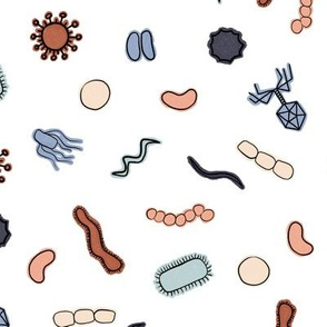Vintage Microbiology - Black Outlines on White