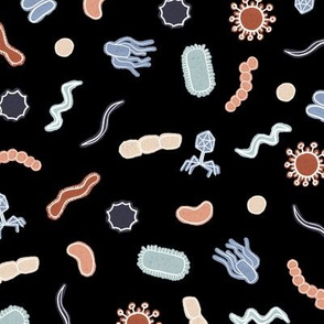 Vintage Microbiology - White Outlines on Black