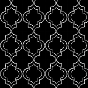 Moroccan Tile in Tile Black and Silver Tone