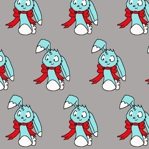 Blue Bunny With Bow With a Grey Background