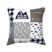 Little Man & You Will Move Mountains Quilt Top - Navy/Grey/Brown - LAD20
